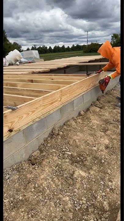 Nailing floor joists for new home build near Elyria Ohio - YouTube
