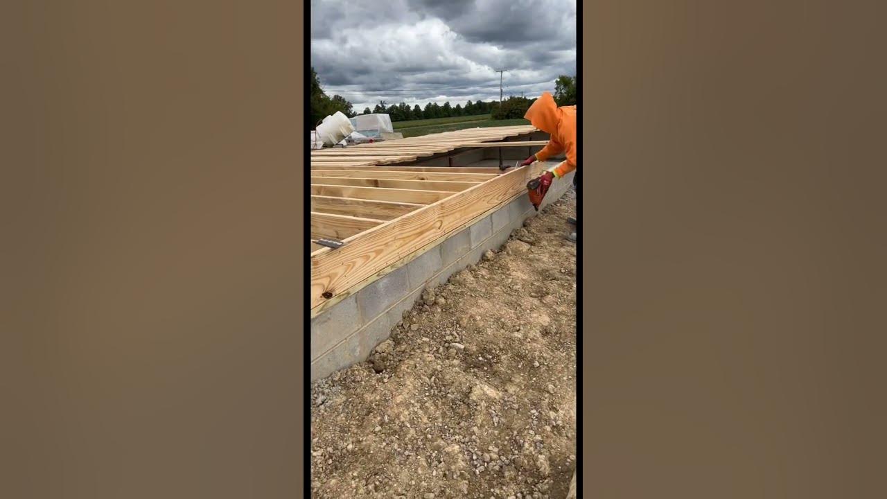 Nailing floor joists for new home build near Elyria Ohio - YouTube
