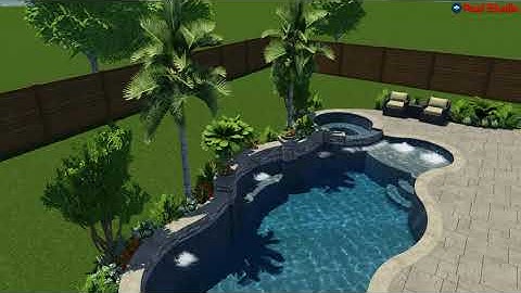 Freeform Pool/ Spa With Raised Beam And Tanning Ledge