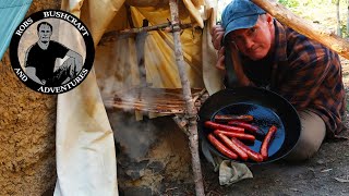 Smoking Food at Long Term Bushcraft Shelter