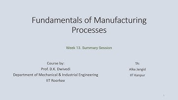 Week 13 Fundamentals of Manufacturing Processes Online Doubt Solving Session