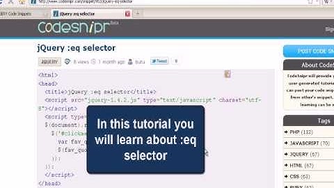 JQUERY Tutorial : jQuery eq selector