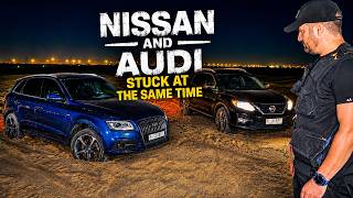 That was unexpected!! Nissan and Audi stuck in sand
