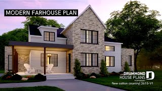 Best Modern farmhouse home plan with 4 bedrooms by Drummond House Plans (plan 2615-V1)
