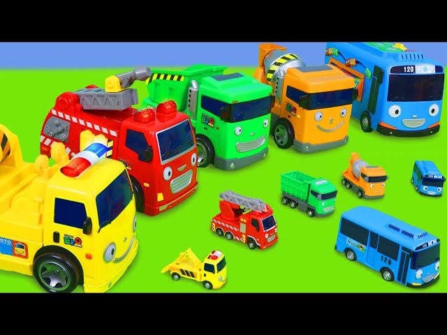 टायो द लिटिल बस फ्रेंड्स टॉयज - बच्चों के लिए खुदाई करने वाली मशीन, फायर ट्रक, पुलिस टॉय कार class=