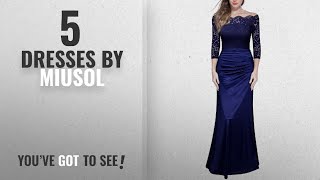 Top 10 Miusol Dresses [2018]: MIUSOL Women's Formal Evening Maxi 3/4 Sleeve Lace Dress,Off Shoulder