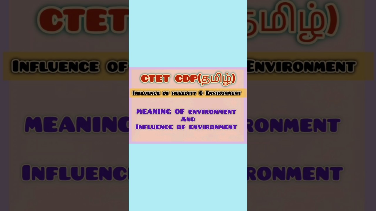 Meaning of Environment & Influence of Environment for CTET CDP and B.Ed