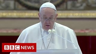 Coronavirus: Pope Francis delivers mass behind closed doors - BBC News