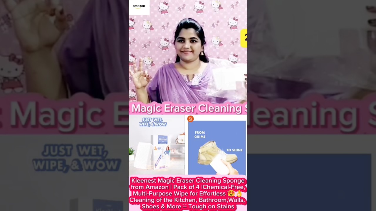 Kleenest Magic Eraser Cleaning Sponge|Pack of 4|Chemical-Free,Multi-Purpose#APNAFASHIONS#wallcleaner