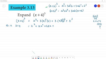 Class 8 TN Maths 3 ALGEBRA  Example 3.13   Expand (x + 4)^ 3