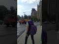 Street automobile people life. Moscow Garden Ring from Mayakovsky Square towards Smolenskaya 19