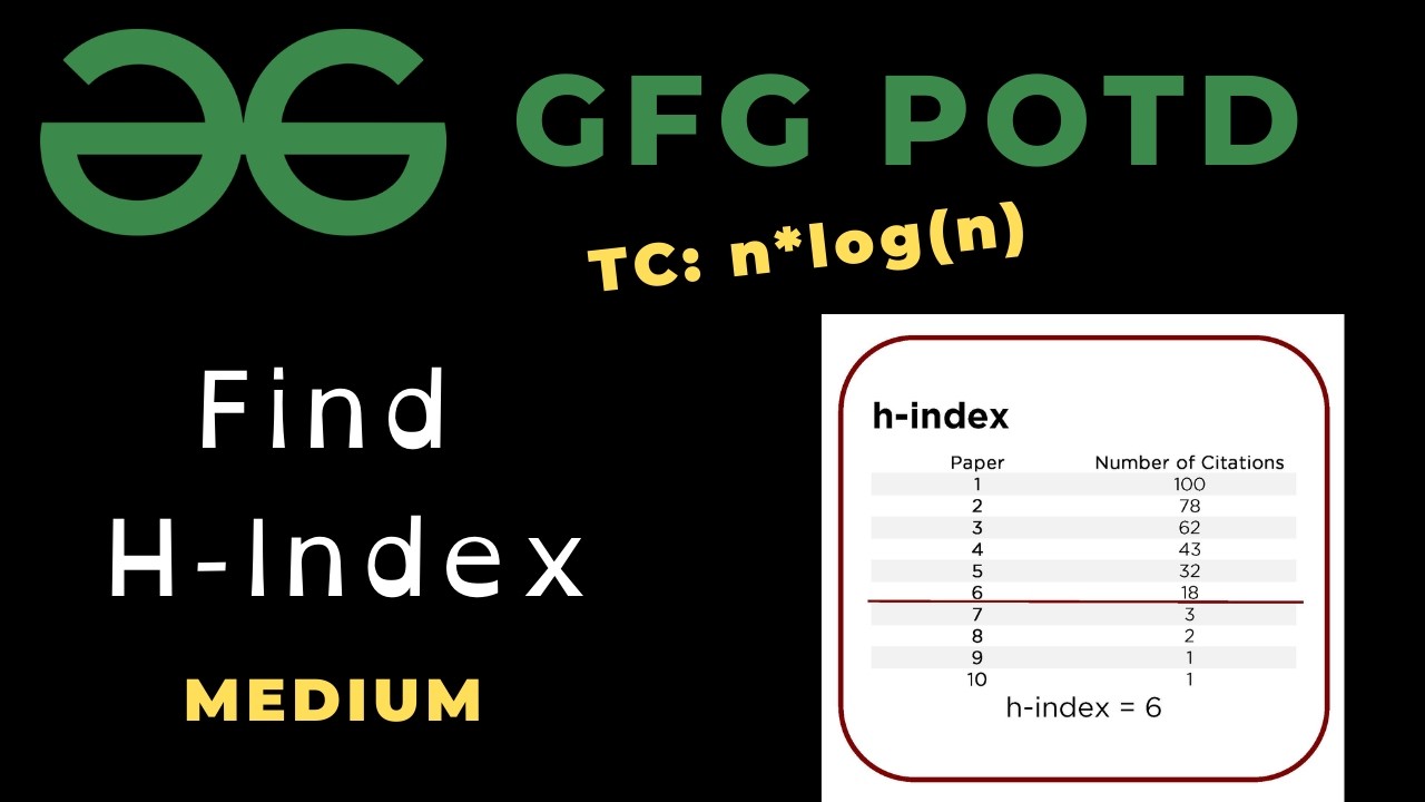 Find H-Index | GFG POTD | Medium | C++ - YouTube