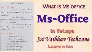 Ms Office in Telugu | తెలుగులో LEARN COMPUTER TELUGU VIDEOS | Basics of Computers | Vaibhav Techzone