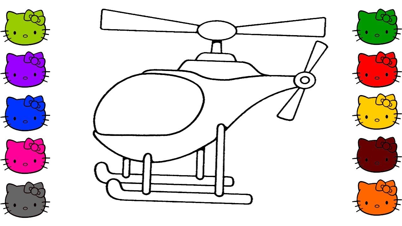 Helicopter Coloring Book Pages with Colored Markers Kids Fun | Alifa Nur Likhwanah