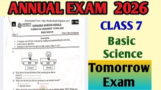 Class 7 Basic Science Annual Exam 2026 | Third term exam 2026 B.S | Answer key Kerala syllabus