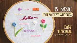 15 Basic Embroidery Stitches Tutorial for Beginners | Easy Step-by-Step Design