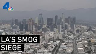 Los angeles has experienced a "smog siege" this summer, with 57
straight days of unhealthy air. david biggar and anthony yanez report
for the nbc4 news at 4 ...