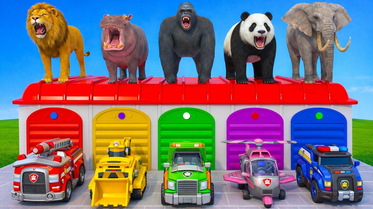 Long Slide Game With Cow Elephant Gorilla Hippopotamus Tiger 3d Animal Game Funny 3d Animals