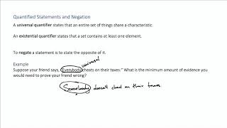 Quantified Statements and Negation