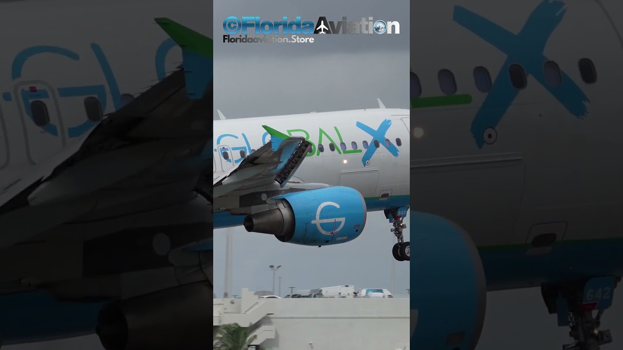 Airbus A320 Global X Charter Flight Landing at Miami International Airport  Plane Spotting