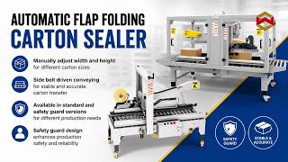 WIN-WIN PACK Automatic Flap Folding Carton Sealer | Case Sealing Machine with Safety Guard #packing