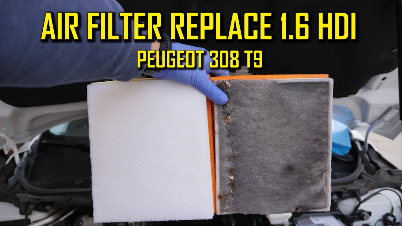 How to replace AIR FILTER PEUGEOT 308 T9 1.6 HDI EURO 5, EURO 6 YouTube