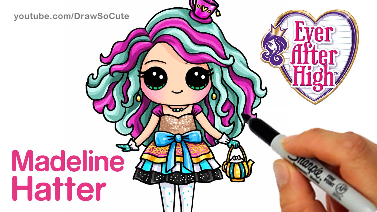 How to Draw Madeline Hatter step by step Chibi - Ever After High