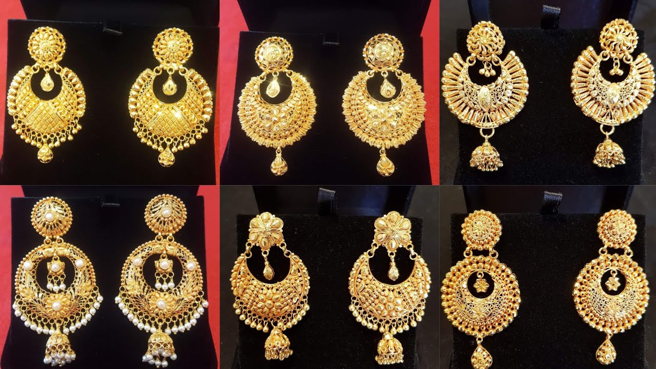 Latest Gold Chandbali Earrings Designs Images | Gold Chandbali | Jhumka ...