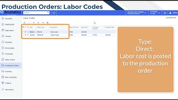 Acumatica Cloud ERP Tips 168:  Production Orders Labor Codes