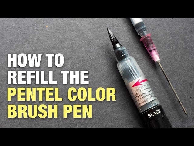 Black Art Brush Pen, Dye Ink, refillable