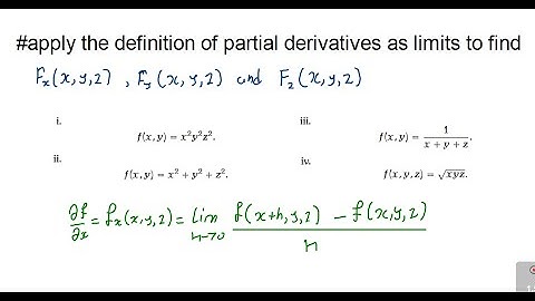 Partial Derivatives As Limits