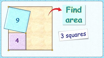 3 vierkanten. Bereken de oppervlakte van het bruine vierkant. ............. #wiskunde #meetkunde ...