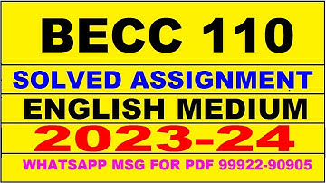 becc 110 solved assignment 2023-24 | becc 110 solved assignment in english 2024 | becc 110 2024