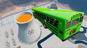 Car Jumps Into Lava Nuclear Centrale -  BeamNG.Drive