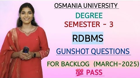 RDBMS || B.COM  || SEM 3 || BACKLOG IMPORTANT QUESTIONS || OSMANIA UNIVERSITY ‎@shivanipallela 