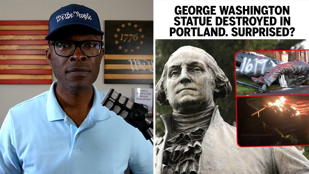 Washington Statue TOPPLED, BURNED in Portland! YouTube