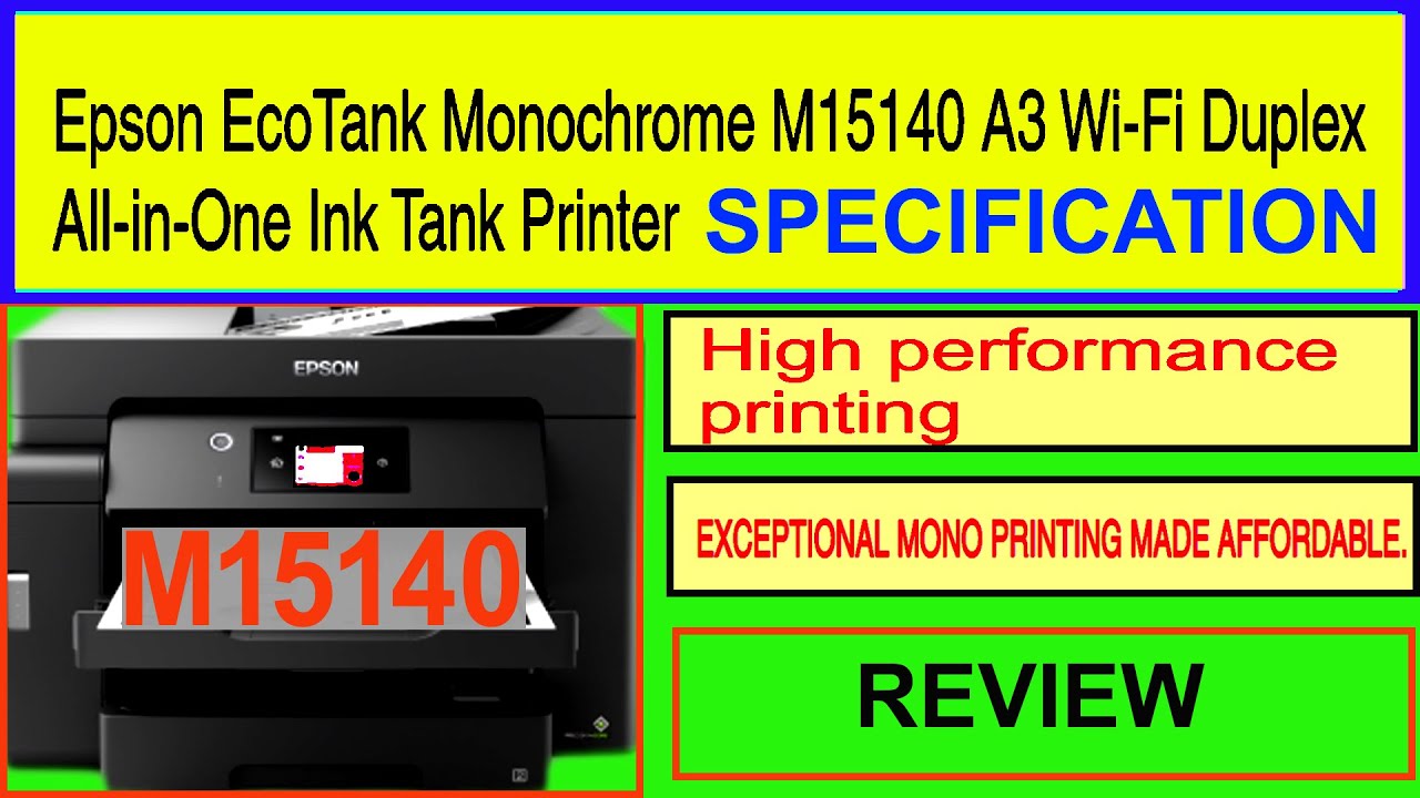 Epson EcoTank M15140 A3 Monochrome Printer  Print or scan exam sheets in  high volume to meet tight deadlines. The Epson EcoTank M15140 A3 Monochrome  printer is able to handle different media