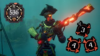 Getting a Double 4 streak grinding for level 1000 gold skelly (536-1000) | Sea Of Thieves