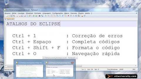Universidade XTI   JAVA   033   IDE Eclipse, Atalhos