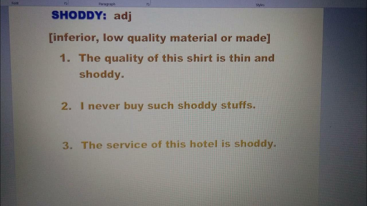 Shoddy [ meaning] YouTube