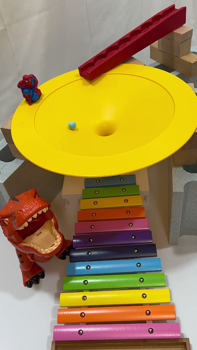 HABA Yellow Circle & Rainbow Xylophone ☆ Educational Toy ☆ Marble Run ASMR① #marblerunhealing