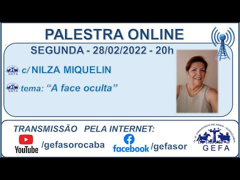 Assista: Palestra Online - c/ NILZA MIQUELIN (28/02/2022)
