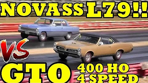 SMALL BLOCK vs BIG BLOCK !! 66 L79 Nova SS vs 67 Pontiac GTO 400 HO  - Drag Race - RoadTest®