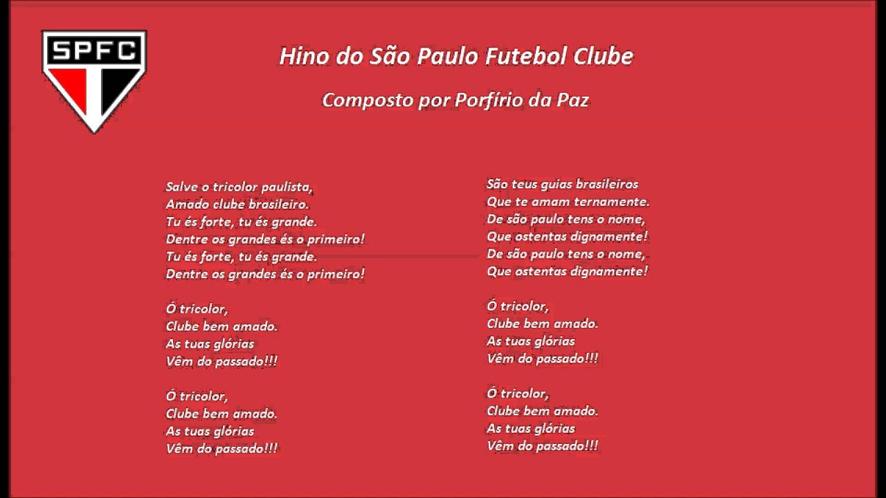 Qual é a letra do hino do Estado de São Paulo?