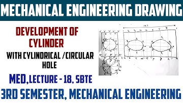 Development of Cylinder with Cylindrical/Circular Hole | Mechanical Engineering Drawing