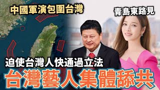 青島東路見中國軍演包圍台灣迫使台灣人快速通過立法台灣藝人集體表態大喊台灣必將回歸祖國懷抱小粉紅集體大讚