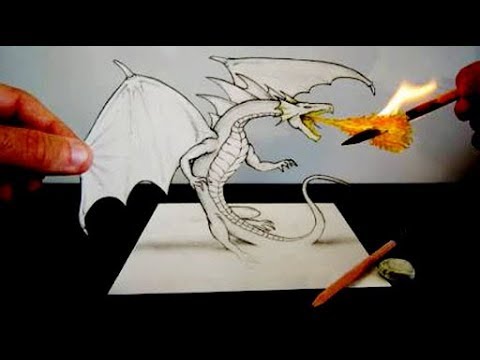 How to Draw a Dragon - 3D Dragon - Trick Art (Easy Drawing) 