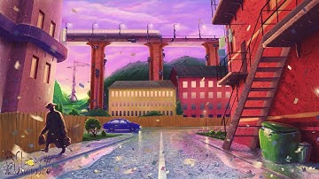 Drawing Time Lapse - Speed painting digital urban landscape, digital art, fantasy - Цифровой пейзаж