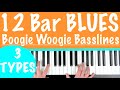 How to play 12 BAR BLUES on Piano - Boogie Woogie Basslines Tutorial