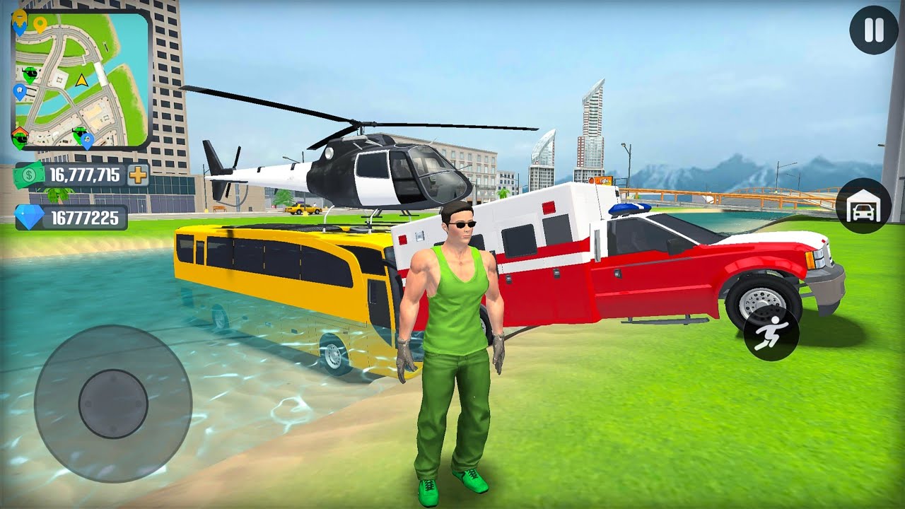 US Police Helicopter Coach Bus and Ambulance Go to Town VI Simulator - Android Gameplay.